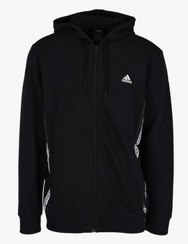 SUDADERA ADIDAS ABIERTA CON CAPUCHA, NEGRA 