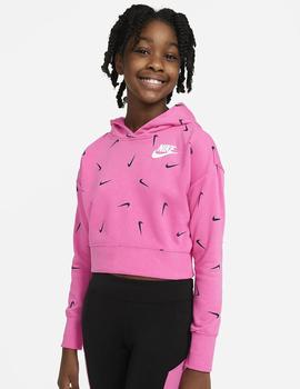 SUDADERA NIKE SPORTSWEAR CON CAPUCHA ROSA, NIÑA