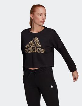 SUDADERA ADIDAS CUELLO REDONDO LOGO LEO, NEGRA