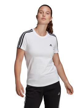 CAMISETA ADIDAS MUJER CON BANDAS, BLANCA/NEGRA