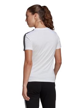 CAMISETA ADIDAS MUJER CON BANDAS, BLANCA/NEGRA