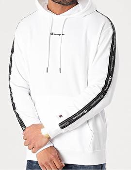 SUDADERA CHAMPION CON CAPUCHA Y BANDAS, BLANCA