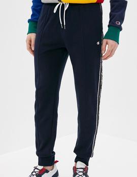 PANTALON CHAMPION LARGO CON PUÑO Y BANDAS MARINO