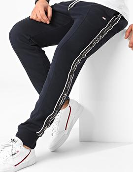 PANTALON CHAMPION LARGO CON PUÑO Y BANDAS MARINO