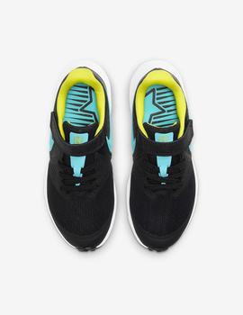 NIKE STAR RUNNER 2 VELCRO, NEGRO TURQUESA