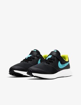 NIKE STAR RUNNER 2 VELCRO, NEGRO TURQUESA