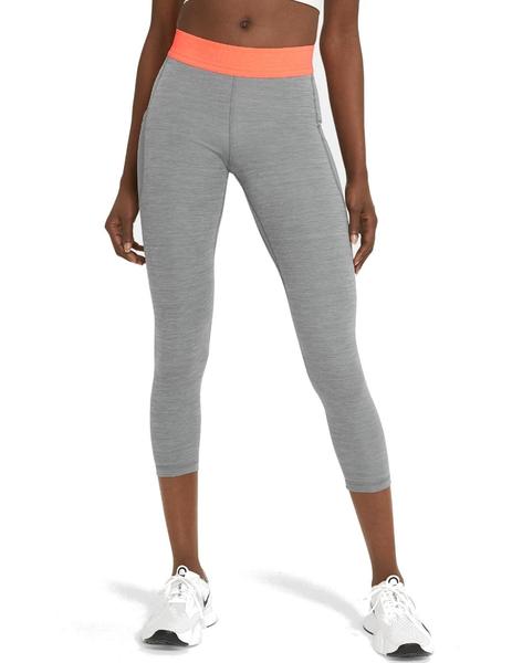 Anoi vela prueba MALLA NIKE PRO MUJER, 7/8, GRIS NARANJA, DRI-FIT