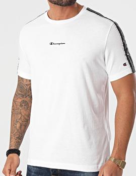 CAMISETA CHAMPION BLANCA MANGA CORTA Y CON BANDAS