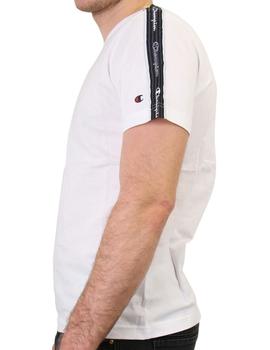CAMISETA CHAMPION BLANCA MANGA CORTA Y CON BANDAS