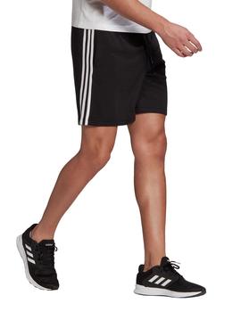 SHORT ADIDAS HOMBRE, ALGODÓN, BANDAS NEGRO/BLANCO