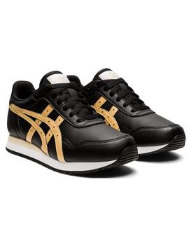 ZAPATILLA ASICS, TIGER RUNNER, NEGRA/ORO