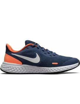 NIKE REVOLUTION 5 BIG KIDS' RUNNING, MARINO/NARANJ