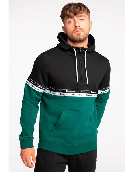 SUDADERA CAPUCHA HOMBRE, NEGRO/VERDE