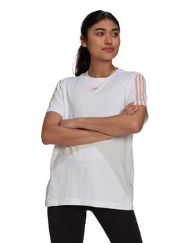 CAMISETA ADIDAS MUJER, OVERESIZE BLANCA MANGA CORT