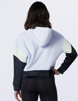SUDADERA NEW BALANCE CON CAPUCHA PARA MUJER, CELESTE