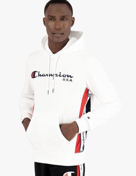 SUDADERA DE CAPUCHA CHAMPION BLANCA, LINEA BASKET