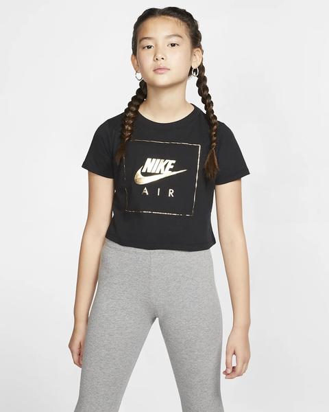 Chip suficiente Cuestiones diplomáticas CAMISETA NIKE NIÑA MANGA CORTA NEGRO, LOGO DORADO