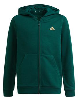 SUDADERA ABIERTA ADIDAS JR. VERDE CON CAPUCHA