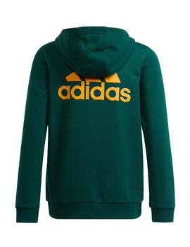 SUDADERA ABIERTA ADIDAS JR. VERDE CON CAPUCHA