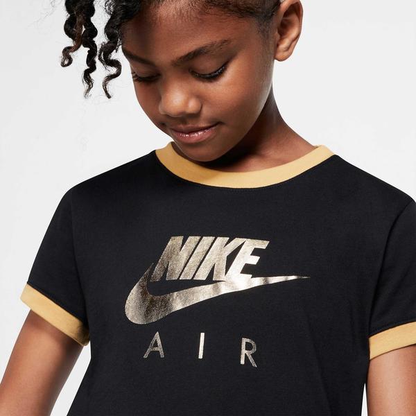 CAMISETA NIKE, NIÑA NEGRA/ORO