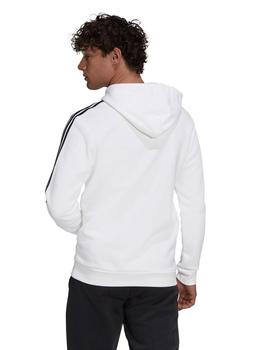 SUDADERA ADIDAS DE CAPUCHA BLANCA BANDAS NEGRAS