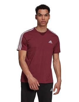 CAMISETA ADIDAS MANGA CORTA GRANATE BANDAS BLANCAS