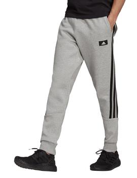 PANTALÓN ADIDAS LARGO CON PUÑO Y BANDAS, GRIS