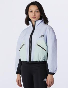 CHAQUETA NEW BALANCE CELESTE MICROFIBRA, MUJER