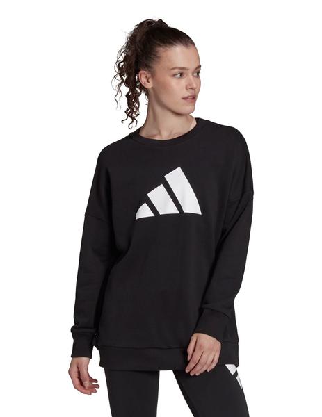 SUDADERA ADIDAS MUJER CUELLO NEGRA, LOGO GRANDE