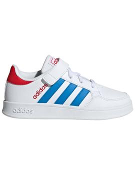 ZAPATILLA ADIDAS BREAKNET KIDS CON VELCRO BLANCO/AZUL,