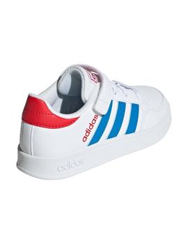 ZAPATILLA ADIDAS BREAKNET KIDS CON VELCRO BLANCO/AZUL,