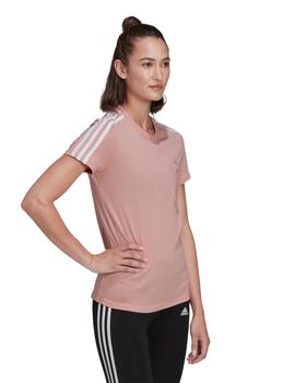 CAMISETA ADIDAS MUJER MANGA CORTA TRES BANDAS ROSA/BLANCO