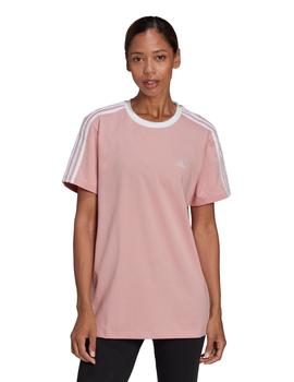 CAMISETA ADIDAS MANGA CORTA CON BANDAS ROSA, MUJER