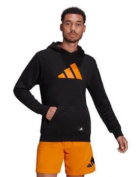 SUDADERA DE CAPUCHA ADIDAS NEGRA LOGO NARANJA