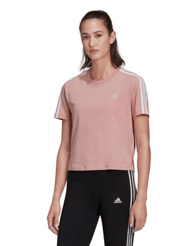 CAMISETA ADIDAS MUJER MANGA CORTA TRES BANDAS ROSA/BLANCO