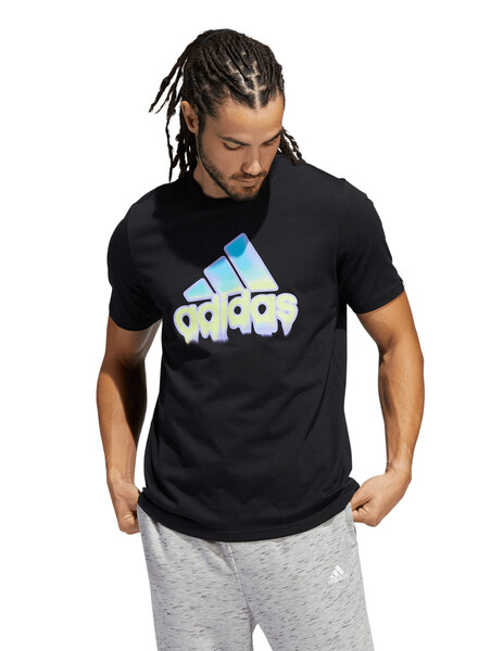 CAMISETA ADIDAS MANGA HOMBRE, NEGRA