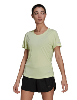 CAMISETA RUNNING ADIDAS MUJER MANGA CORTA, VERDE