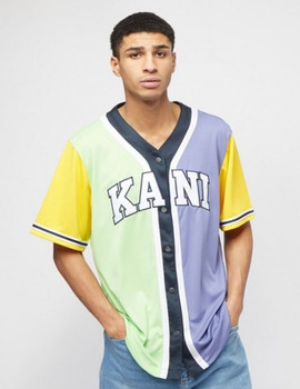 CAMISETA KARL KANI SERIF BLOCK BASEBALL SHIRT MINT/BLUE/YELLOW