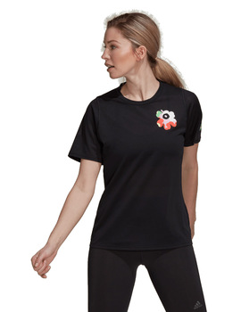 CAMISETA ADIDAS MARIMEKKO RUNNING MANGA CORTA MUJER, NEGRO