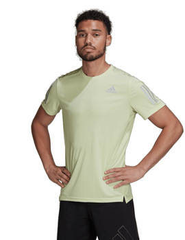 CAMISETA RUNNING ADIDAS VERDE, HOMBRE MANGA CORTA