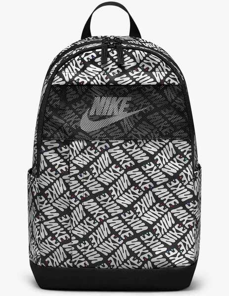 MOCHILA NIKE BÁSICA ESTAMPADA 21 LITROS, NEGRA
