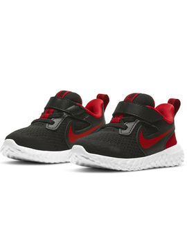 NIKE REVOLUTION 5 BABY VELCRO, NEGRA/ROJO