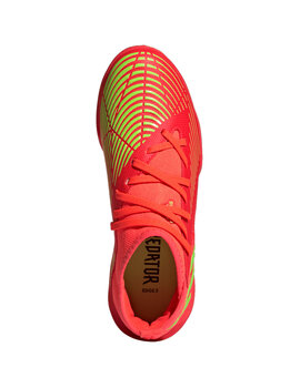 BOTA FÚTBOL PREDATOR EDGE.3 TURF JR., ROJO FLUOR/ VERDE