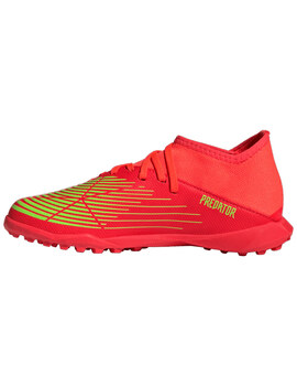 BOTA FÚTBOL PREDATOR EDGE.3 TURF JR., ROJO FLUOR/ VERDE