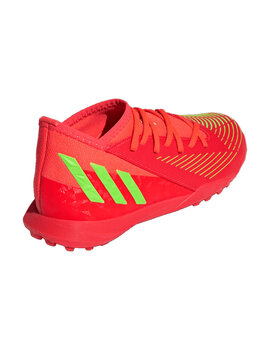 BOTA FÚTBOL PREDATOR EDGE.3 TURF JR., ROJO FLUOR/ VERDE