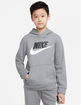 SUDADERA NIKE JUNIOR SPORTSWEAR CLUB FLEECE BIG GRIS