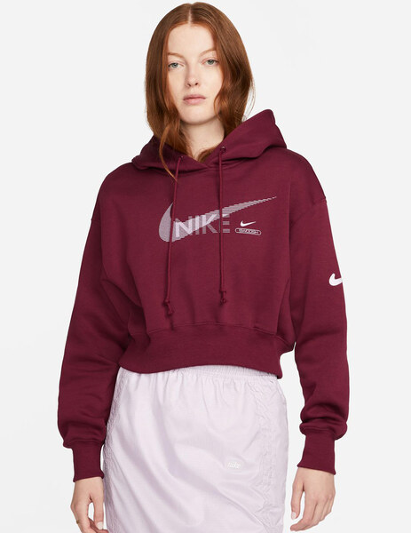 participar ambiente compensar SUDADERA NIKE CON CAPUCHA SPORTSWEAR MUJER, GRANATE