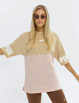 CAMISETA PUMA MANGA CORTA OVERSIZE, BEIGE/ROSA