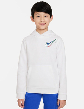 SUDADERA CON CAPUCHA NIKE JUNIOR, BLANCA