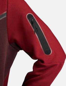 SUDADERA ABIERTA CON CAPUCHA NIKE SPORTSWEAR TECH FLEECE MEN'S, ROJO/GRANA